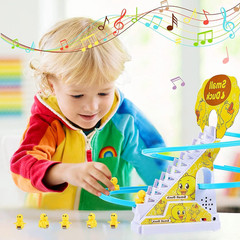 Small Duck Climbing Stairs Toy,Electric Duck Roller Coaster Toy Set,With LED Fla