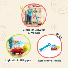 Ball Popper Walker, Light-Up Turtle Push Toy, Walk ‘N’ Pop