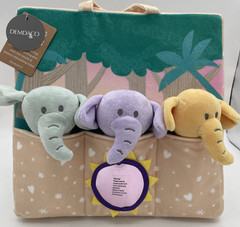 Demdaco Rattle & Play Pals Elephant Purple & Yellow w/Handle 11 x 11 Stand up