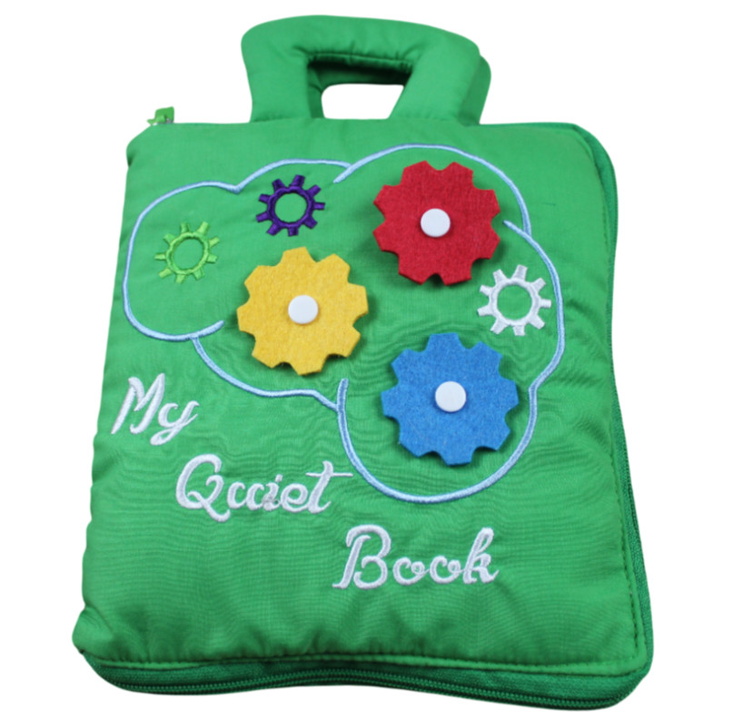 My Quiet Book Plush Infant Learning Activity Toy Skills Zip Toddler Green deMoca