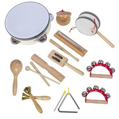 Wooden Musical Instruments Set for Toddlers 1-3, Natural Wood Small – Log Color