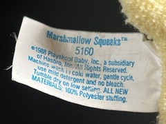 Vtg 1988 Playskool Baby Marshmallow Squeak Yellow Terrycloth Bear 5160 Works