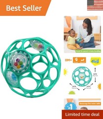 Oball Easy-Grasp Rattle BPA-Free Infant Toy in Teal, Age Newborn and up, 4 In…