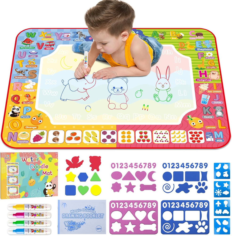 Water Doodle Mat 32×24″, Magic Drawing Toy for Kids Ages 3-8 Gift
