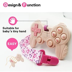 Cool Remote Game Control Teething Toy for Babies 0-6 6-12 Months,Game Pink