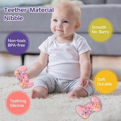 Hooku Silicone Teething Toys for Babies 0-6 Months, Teethers Pink