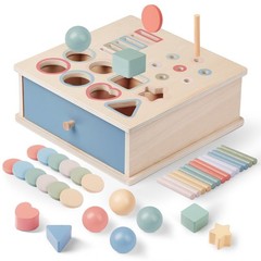 Montessori Toys for 2 3 4 5 Color Sorting – Wooden Object Permanence with Dra…