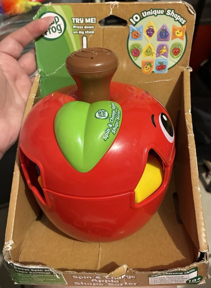 LeapFrog Spin & Change Apple Shape Sorter Toy Fruits, 18+ Months Red Green