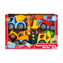 Kid Connection Construction Vehicles Play Set, 12 Pieces, Toddler Toys