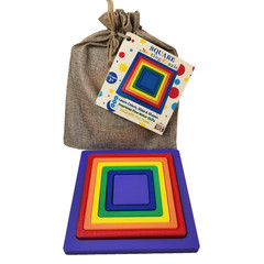 Toddlers Toy SQUARE Nesting Puzzle Sort Size Color Fine Motor Learning