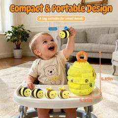 Baby Toys Soft Baby Beehive with 5 Sensory Bees 6-12 Months – Rattle, Crink Mirr