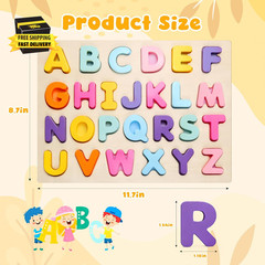 Alphabet Puzzles Wooden for Toddlers, ABC Learning Toys for Kids, Preschool Educ