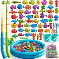 NIPLOOOW Pool Fishing Toys Small, Red, Orange, Yellow, Green, Blue, Purple