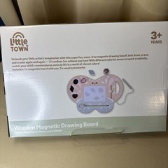 NIB Wood Toy Little Town Wooden Magnetic Drawing Board Butterfly w/Accessories