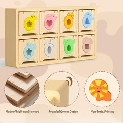 Montessori Toys for 2 year Old,Wooden Keys and Locks Set With 8 Wooden Animal…