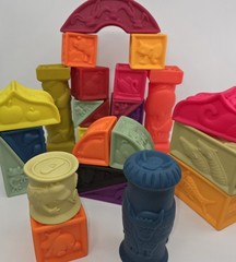 ABC Educational Baby B. Toys Stacking Building Squishy Squeaky Soft Play Blocks