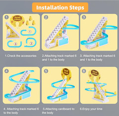 Small Duck Climbing Stairs Toy,Electric Duck Roller Coaster Toy Set,With LED Fla