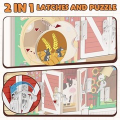Interactive Montessori Farm Toy – Wooden Busy Board with 9 Puzzles for Toddlers