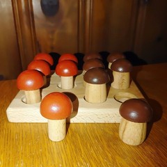 Montessori Wooden Mushroom Peg Sorting Game Child Educational Toy Solid Beech