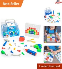 Portable STEM Construction Playset: Design & Drill Toolbox with Electric Tools