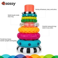 Sassy Stacks of Circles Stacking Ring STEM Learning Toy, Age 6+ Months, Multi