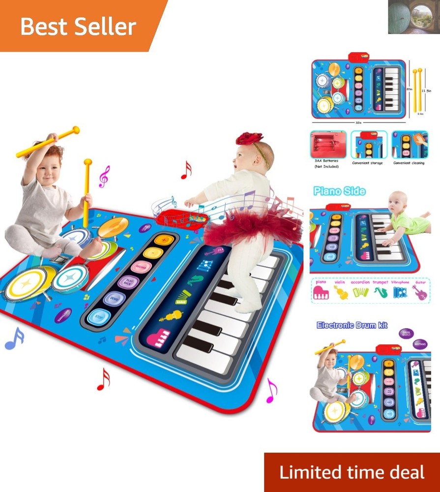 Educational Toddler Musical Mat with Drum & Piano – Safe & Fun for Ages 1-3