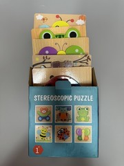 Stereoscopic Animal Wooden Puzzle Set for Kids – Green & Multicolor