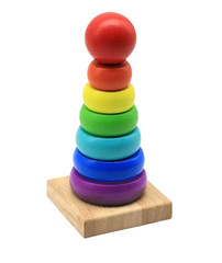 Wooden Stacking Ring Toy – Educational Rainbow Baby Stacker