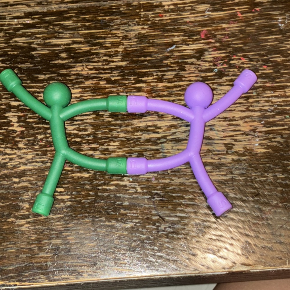 Green & Purple Flexible Stick Figure Baby Teething Toy, Novelty, 3+ Months