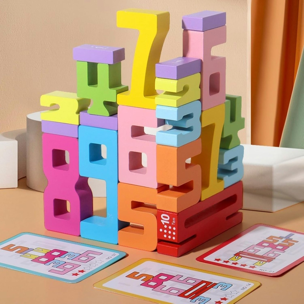 20PCS Wooden Number Blocks 1 10 Montessori Math Learning Toy for Kids Toddler