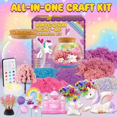 Terrarium Crafts Kit for Kids-LED Night Light Up & Remote Birthday Unicorn