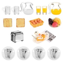 simarro Miniature Dollhouse Breakfast Accessories, 46 Pcs 1:12 Scale Mini Toa…