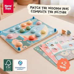 Wooden Color Matching Pegboard for Toddlers 2+ – Pastel Button Art Mosaic Puz…