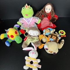 Baby Toys Lot Of 6 Fisher Price Disney Gund Hand Puppets Rattles Teethers Plush