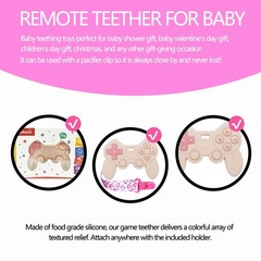 Cool Remote Game Control Teething Toy for Babies 0-6 6-12 Months,Game Pink