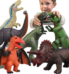 6 Piece Jumbo Dinosaur Toys for Kids 3-5 and Toddlers, Large Soft Dinosaur Toys