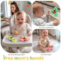 ALASOU 3PCS Suction Cup Spinner Toys for 1 Year Old Boy Small, Multicolor