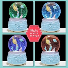 Mermaid Snow Globes,Snowglobes Music Box with Lights, Mermaid Musical Snow Gl…