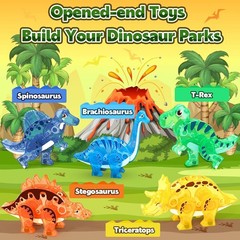 Dinosaur Toys Magnetic Tiles 3D Movable Dinos for Kids 3-5 5-7 Toddler Outdoo…