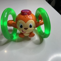 Bright Starts Roll & Glow Monkey Baby Toddler Toy w/ Lights & Melodies Green