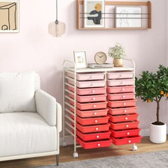 20 Drawers Rolling Storage Cart Studio Organizer-Gradient Pink – Color: Gradient