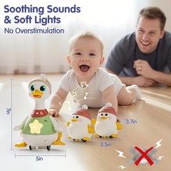 Baby Toys 6-12 Months Musical Dancing Duck Toy Set with Mama and Babys Tummy…