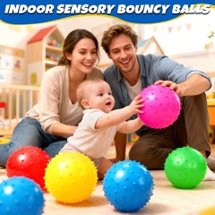 20Pcs Bouncy Balls for Kids Toddlers, 9 Inch Sensory Balls Spiky Massage Stre…