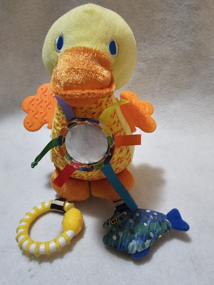 Eric Carle Duck Plush Activity Development Crinkle Teether Clip-On Toy Rattle