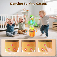 Dancing Talking Cactus Toy for Toddlers 18 Months+, Repeats What You Say, Singin