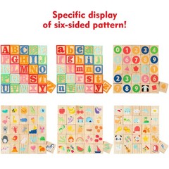 Wooden ABC Toy Building Blocks for Toddlers 1-3 36 PCS Wood Alphabet Number B…
