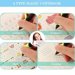 Reusable Handwriting Practice Books for Kids Grooved Writing Workbook Set 4-Pack