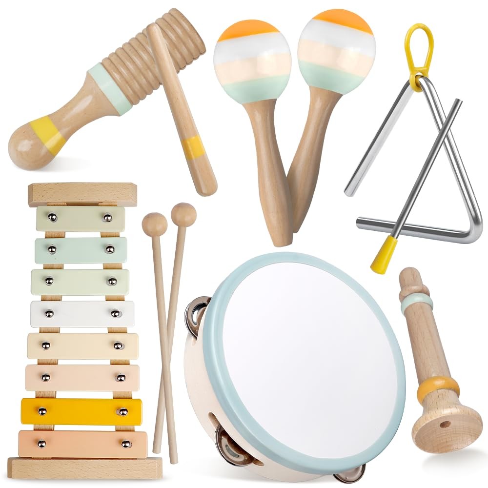 Baby Musical Instruments-Montessori Wooden Toys for Small, Neutral
