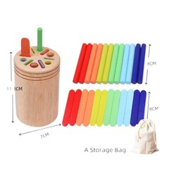 Montessori Wooden Color Sorting Shape Puzzle Toy for Toddlers L Flat stick
