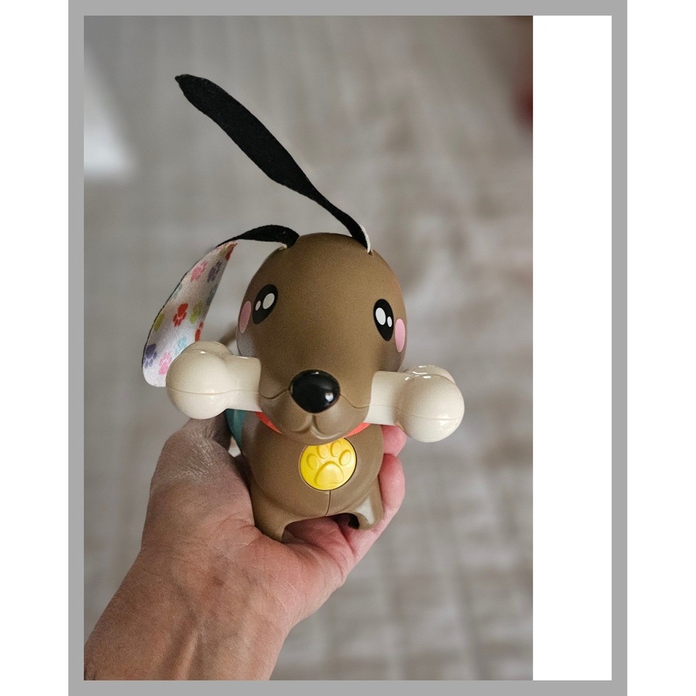 Fisher-Price Clicker Dachshund Baby Sensory Toy Brown Blue Green Puppy Dog